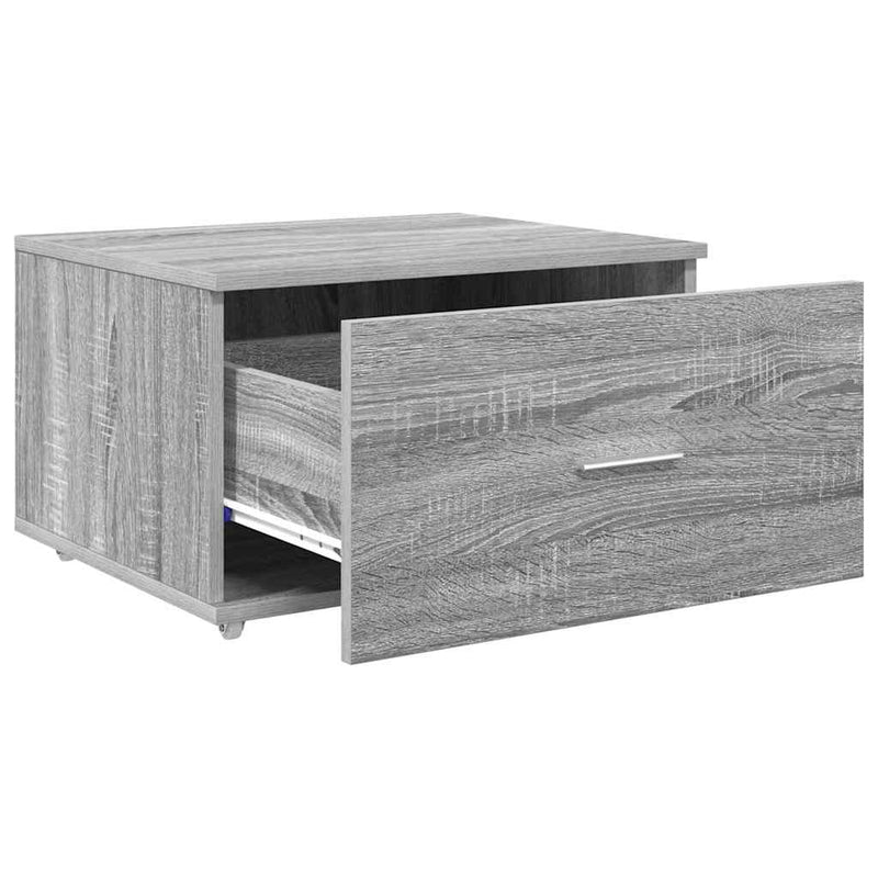 vidaXL Fiókos szekrény kerékkel Szürke 55 x 45 x 33.5 cm Faanyag