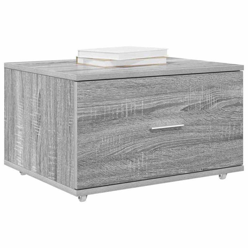 vidaXL Fiókos szekrény kerékkel Szürke 55 x 45 x 33.5 cm Faanyag