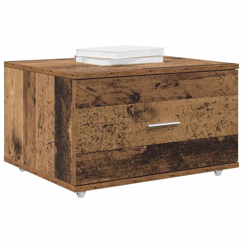vidaXL Fiókos szekrény kerékkel Barna 55 x 45 x 33.5 cm Faanyag