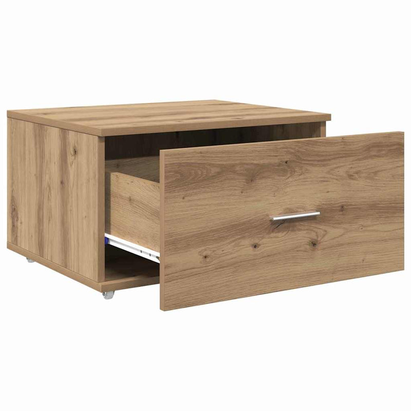 vidaXL Fiókos szekrény kerékkel Barna 55 x 45 x 33.5 cm Faanyag