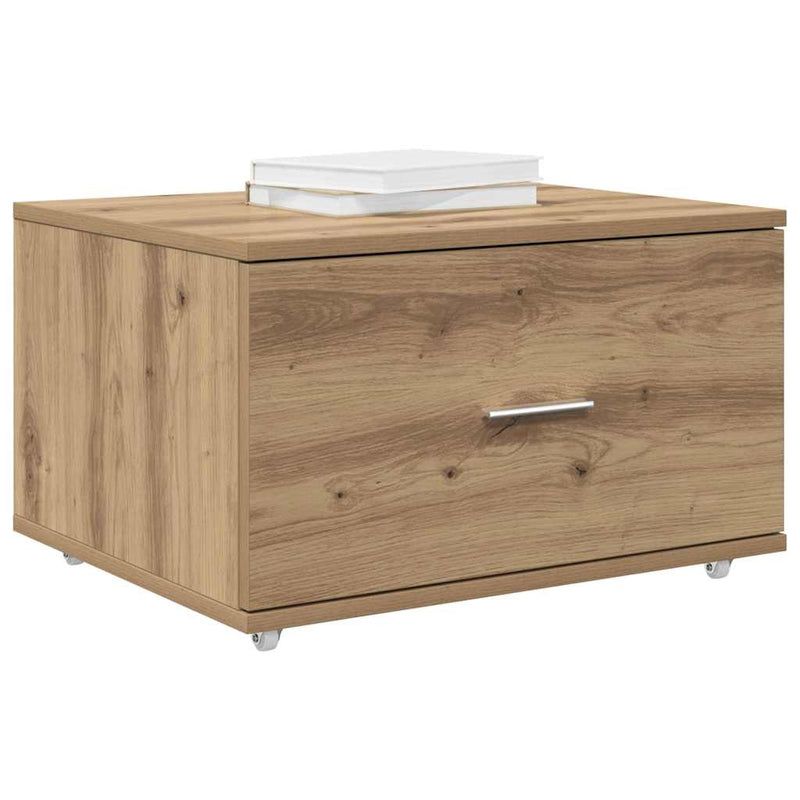 vidaXL Fiókos szekrény kerékkel Barna 55 x 45 x 33.5 cm Faanyag