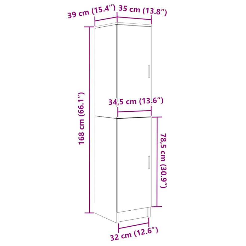 vidaXL Magas Szekrény Füstölt tölgy 35 x 39 x 168 cm Faanyag