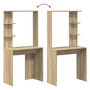 vidaXL Asztal polcokkal Sonoma tölgy 78,5 x 37 x 154,5 cm Faanyag