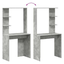 vidaXL Asztal polcokkal Beton Szürke 78,5 x 37 x 154,5 cm Faanyag
