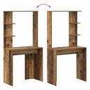 vidaXL Asztal polcokkal tárolóval Öreg fa 78,5 x 37 x 154,5 cm Faanyag