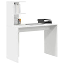 vidaXL Asztal polcokkal tárolóval Fehér 102 x 50 x 124 cm Faanyag