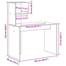 vidaXL Asztal polcokkal Beton Szürke 102 x 50 x 124 cm Faanyag
