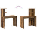 vidaXL Asztal polcokkal tárolóval Öreg fa 102 x 50 x 124 cm Faanyag
