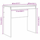 vidaXL Asztal Beton Szürke 80 x 40 x 76 cm