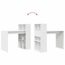 vidaXL Asztal polcokkal tárolóval Fehér 108 x 55 x 103.5 cm Faanyag