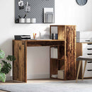 vidaXL Asztal polcokkal tárolóval Öreg fa 108 x 55 x 103.5 cm Faanyag