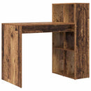 vidaXL Asztal polcokkal tárolóval Öreg fa 108 x 55 x 103.5 cm Faanyag
