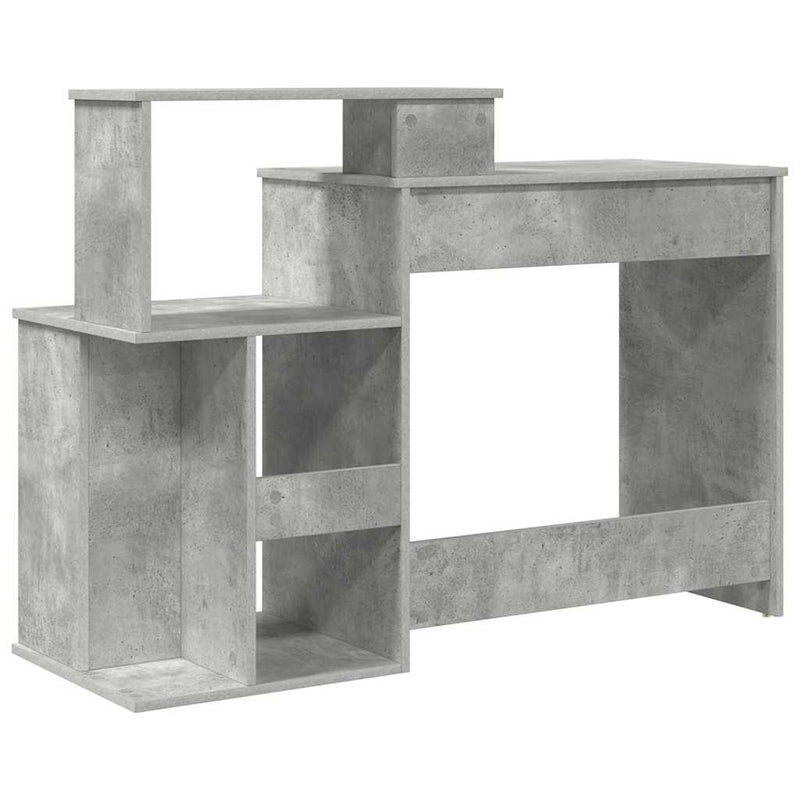 vidaXL Íróasztal tárolóval Beton szürke 120.5 x 44 x 88.5 cm Faanyag