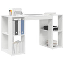 vidaXL Asztal polcokkal tárolóval Fehér 130 x 50.5 x 75 cm Faanyag