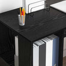 vidaXL Asztal polcokkal Fekete tölgy 130 x 50.5 x 75 cm Faanyag