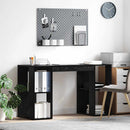 vidaXL Asztal polcokkal Fekete tölgy 130 x 50.5 x 75 cm Faanyag