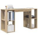 vidaXL Asztal polcokkal Sonoma tölgy 130 x 50.5 x 75 cm Faanyag