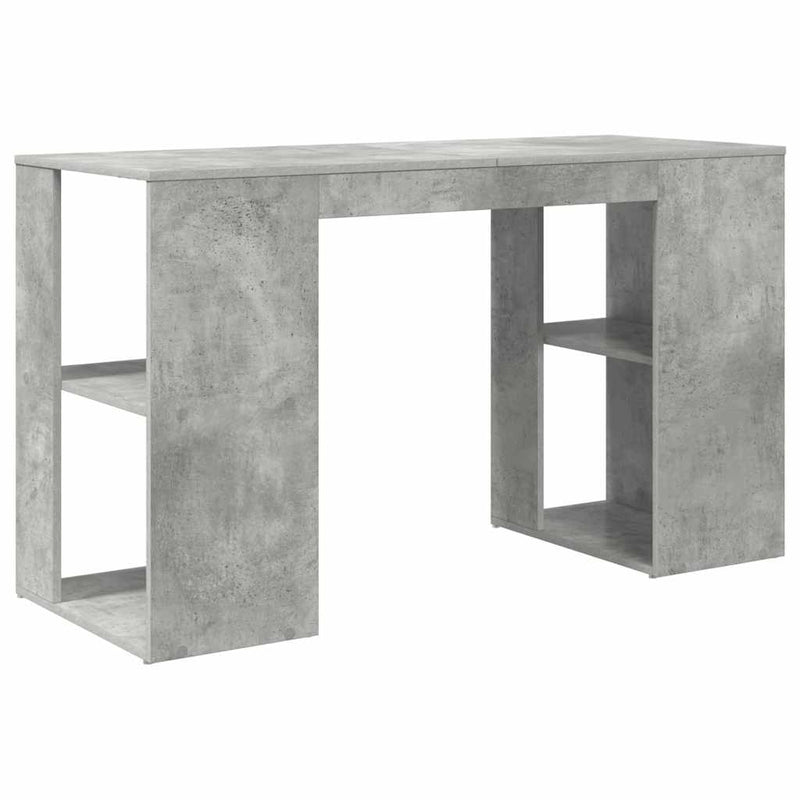 vidaXL Íróasztal tárolóval Beton szürke 130 x 50.5 x 75 cm Faanyag