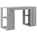 vidaXL Asztal polcokkal Szürke Sonoma 130 x 50.5 x 75 cm Faanyag