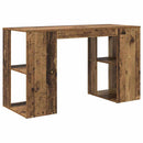 vidaXL Asztal polcokkal tárolóval Öreg fa 130 x 50.5 x 75 cm Faanyag