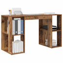 vidaXL Asztal polcokkal tárolóval Öreg fa 130 x 50.5 x 75 cm Faanyag