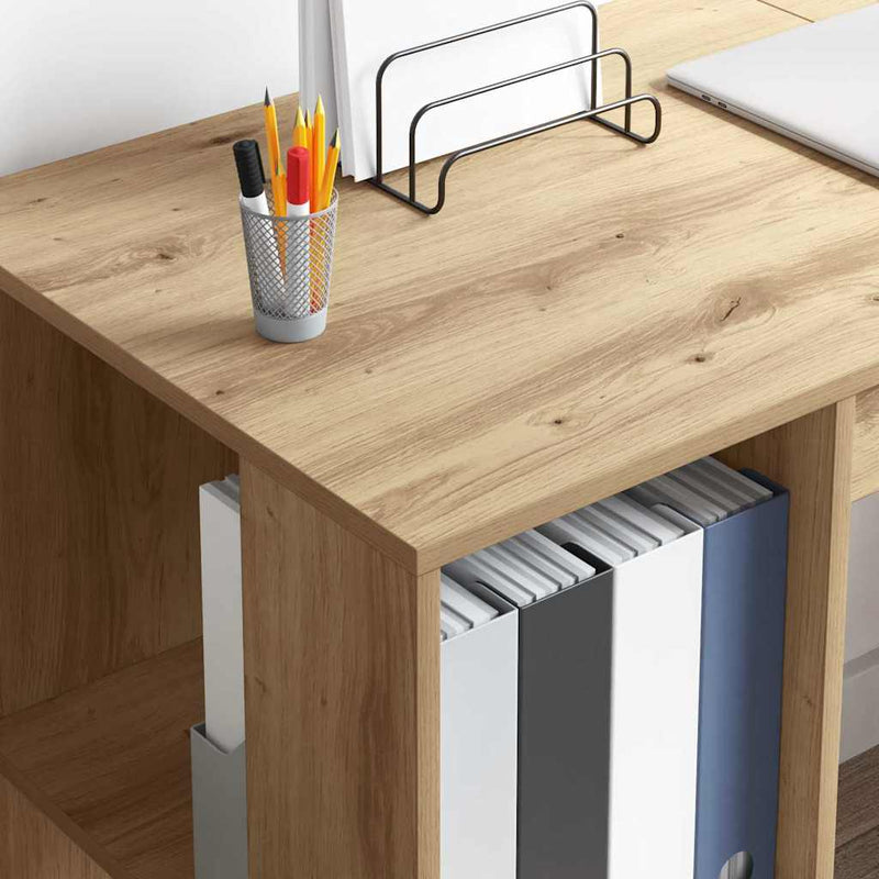 vidaXL Íróasztal tárolóval kézműves tölgy 130 x 50.5 x 75 cm Faanyag