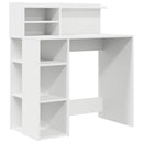 vidaXL Asztal polcokkal tárolóval Fehér 90 x 48 x 101,5 cm Faanyag