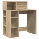 vidaXL Asztal polcokkal Sonoma tölgy 90 x 48 x 101,5 cm Faanyag