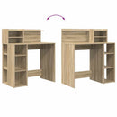 vidaXL Asztal polcokkal Sonoma tölgy 90 x 48 x 101,5 cm Faanyag