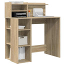 vidaXL Asztal polcokkal Sonoma tölgy 90 x 48 x 101,5 cm Faanyag