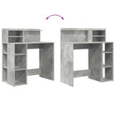 vidaXL Asztal polcokkal Beton Szürke 90 x 48 x 101,5 cm Faanyag