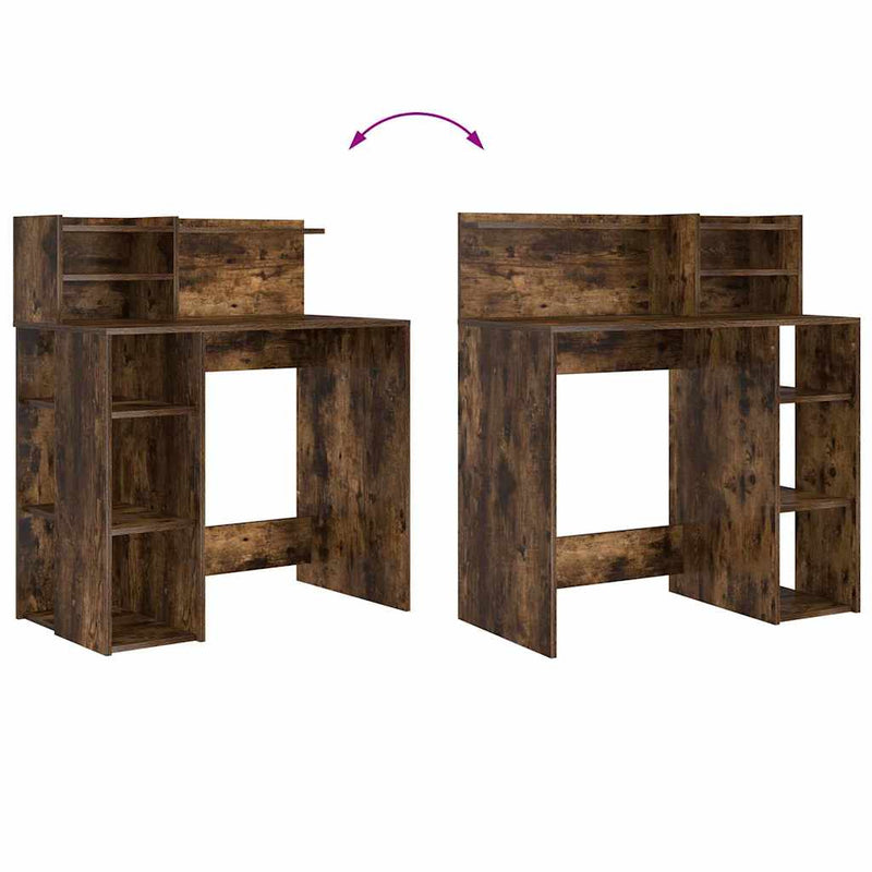 vidaXL Íróasztal tárolóval Füstölt tölgy 90 x 48 x 101.5 cm Faanyag