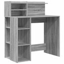 vidaXL Asztal polcokkal Szürke Sonoma 90 x 48 x 101,5 cm Faanyag