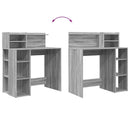 vidaXL Asztal polcokkal Szürke Sonoma 90 x 48 x 101,5 cm Faanyag
