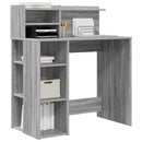 vidaXL Asztal polcokkal Szürke Sonoma 90 x 48 x 101,5 cm Faanyag
