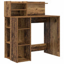 vidaXL Asztal polcokkal tárolóval Öreg fa 90 x 48 x 101,5 cm Faanyag