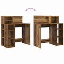 vidaXL Asztal polcokkal tárolóval Öreg fa 90 x 48 x 101,5 cm Faanyag