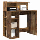 vidaXL Asztal polcokkal tárolóval Öreg fa 90 x 48 x 101,5 cm Faanyag