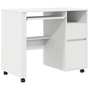 vidaXL Kerekes íróasztal fiókkal Fehér 91 x 50 x 77 cm Faanyag