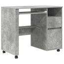 vidaXL Kerekes íróasztal fiókkal Beton Szürke 91 x 50 x 77 cm Faanyag