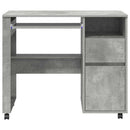 vidaXL Kerekes íróasztal fiókkal Beton Szürke 91 x 50 x 77 cm Faanyag