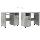 vidaXL Kerekes íróasztal fiókkal Beton Szürke 91 x 50 x 77 cm Faanyag