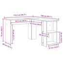 vidaXL Sarokíróasztal polcokkal Fehér 140 x 113,5 x 75 cm Faanyag