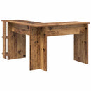 vidaXL Sarokíróasztal polcokkal Öreg fa 140 x 113,5 x 75 cm Faanyag