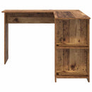 vidaXL Sarokíróasztal polcokkal Öreg fa 140 x 113,5 x 75 cm Faanyag