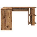 vidaXL Sarokíróasztal polcokkal Öreg fa 140 x 113,5 x 75 cm Faanyag