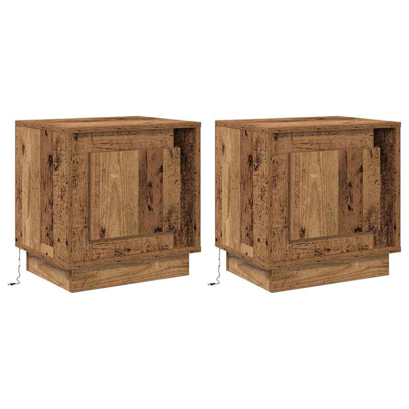 vidaXL Éjjeliszekrény 2 pcs Régi fa 44 x 34.5 x 45 cm Faanyag