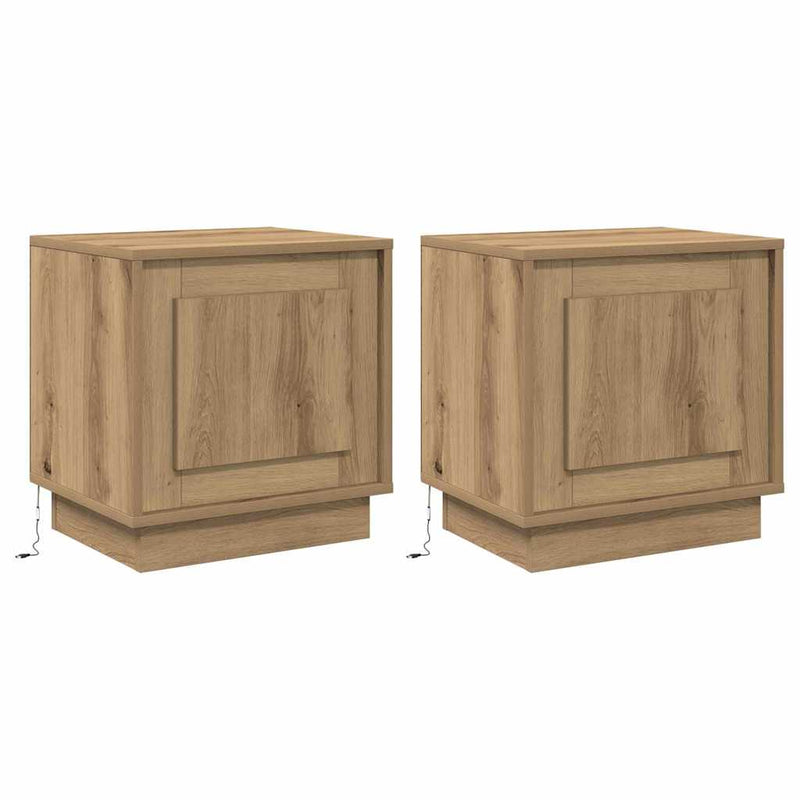 vidaXL Éjjeliszekrény 2 pcs kézműves tölgy 44 x 34.5 x 45 cm Faanyag