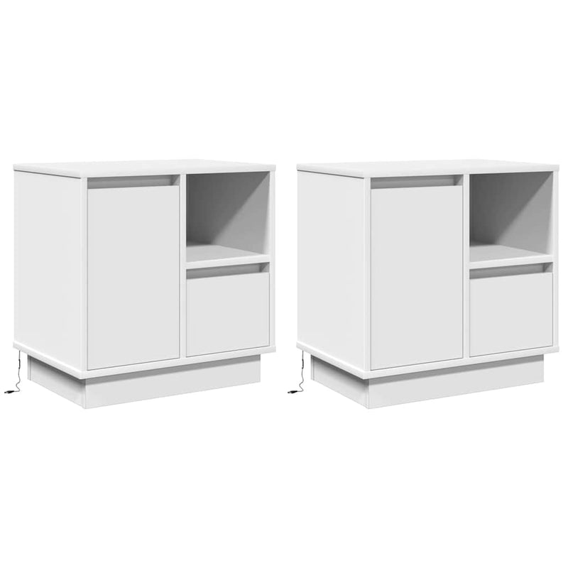 vidaXL Éjjeliszekrény fiókkal 2 pcs Fehér 50 x 34.5 x 50 cm Faanyag
