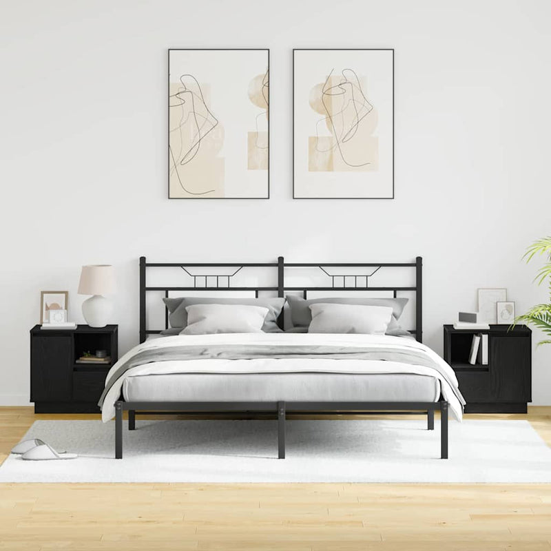 vidaXL Éjjeliszekrény fiókkal 2 pcs Fekete 50 x 34.5 x 50 cm Faanyag